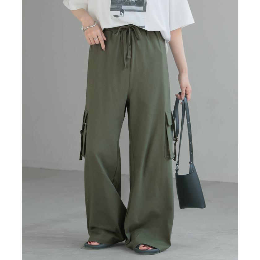 パンツ カーゴ ワイド ロング 綿100％ レディース ボトムス ボトム ハイウエスト ズボン ずぼん ロングパンツ | HUG.U | 10