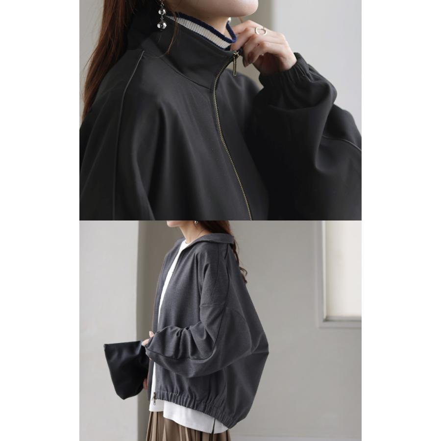 アウター スポーティー ブルゾン レディース ジャンパー MA-1 ミリタリー ライトアウター 羽織 ドルマン ジャケット 体型カバー ハイネック タートルネック | HUG.U | 07