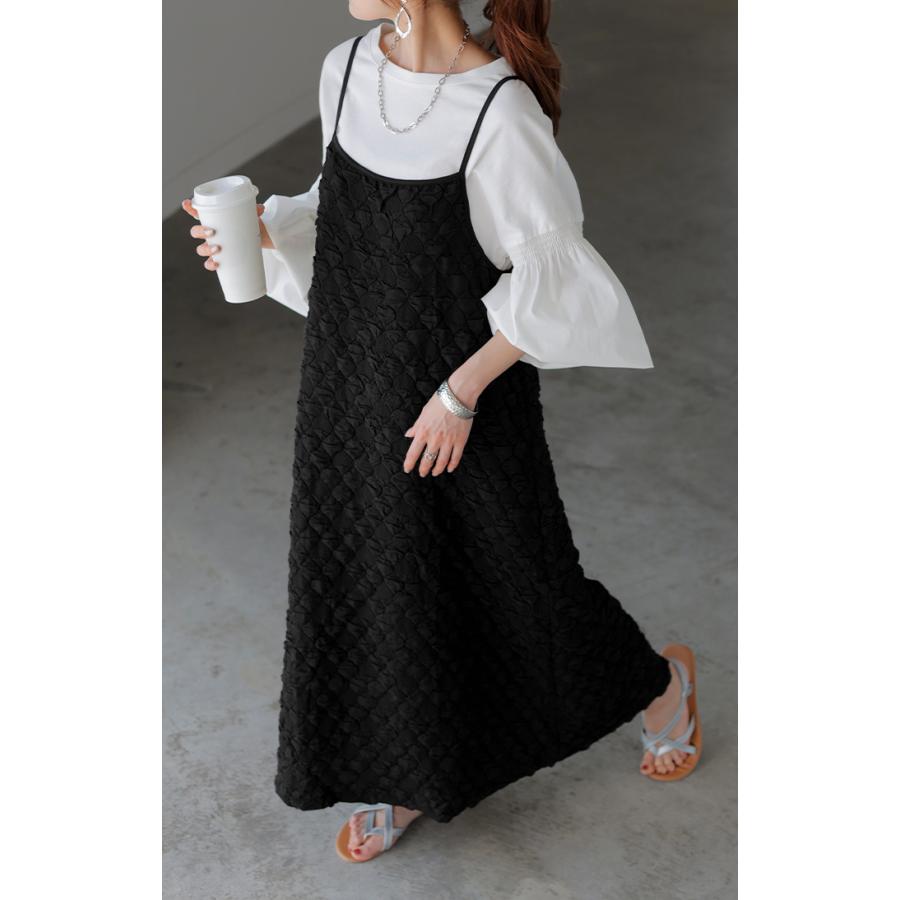 ワンピース ぽこぽこ ジャガード キャミワンピ ワンピ レディース キャミソールワンピース ロング ロングワンピース | HUG.U | 19