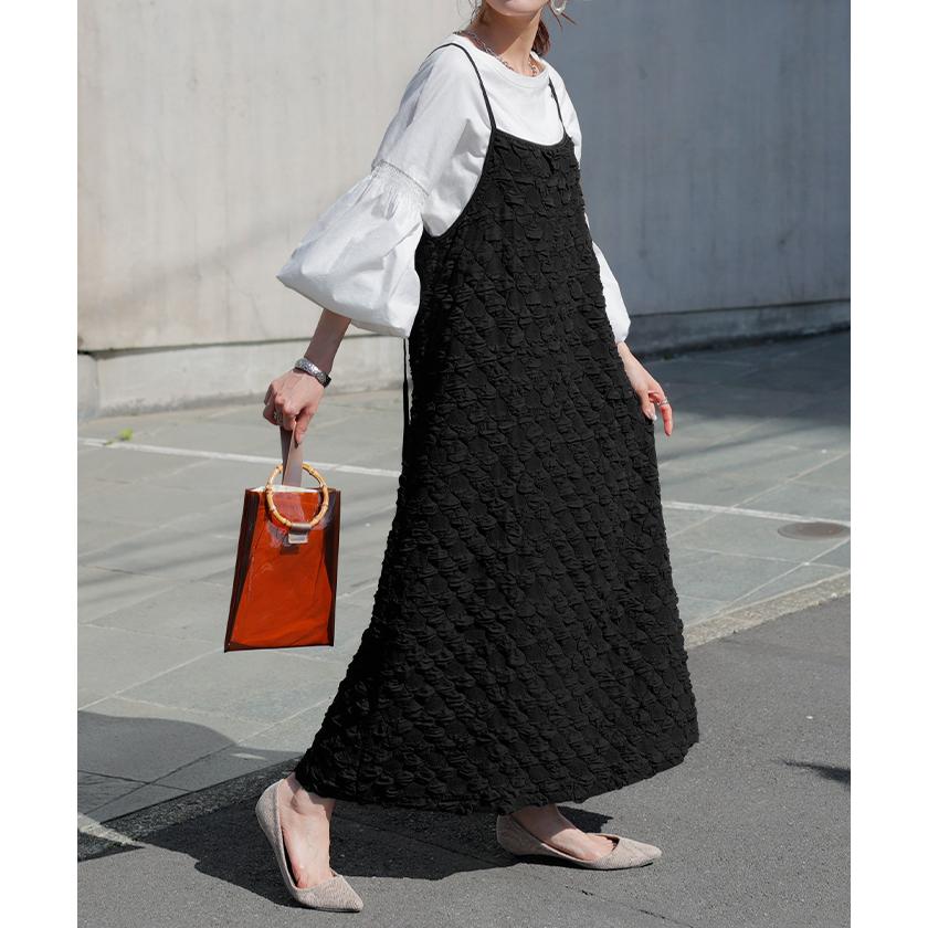 ワンピース ぽこぽこ ジャガード キャミワンピ ワンピ レディース キャミソールワンピース ロング ロングワンピース | HUG.U | 05