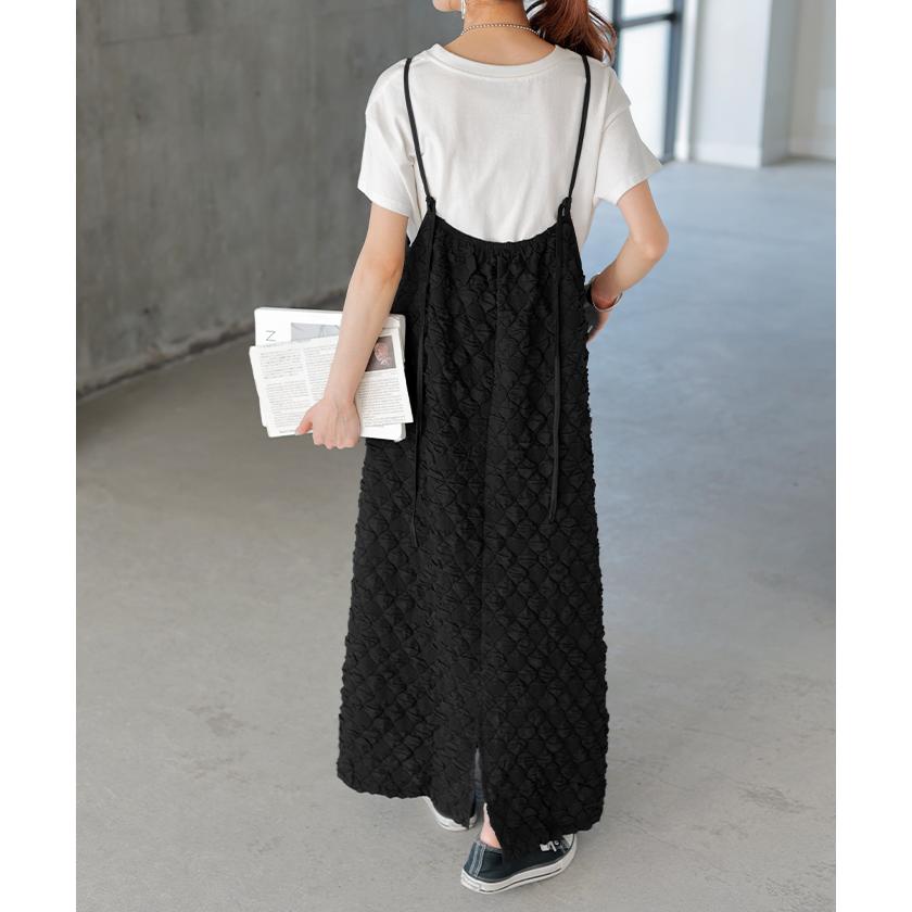 ワンピース ぽこぽこ ジャガード キャミワンピ ワンピ レディース キャミソールワンピース ロング ロングワンピース | HUG.U | 08