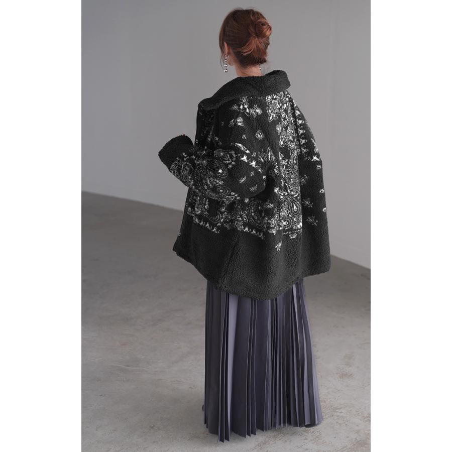 アウター ボアジャケット レディース コート チュニック 柄 ペイズリー ボアアウター ドルマン ロング | HUG.U | 12