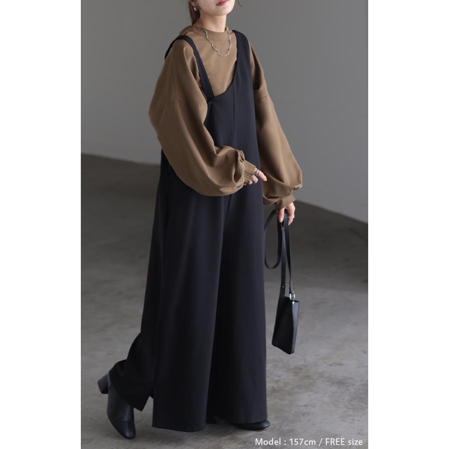 シャツ ブラウス ロング レディース トップス アウター ボリュームスリーブ ノーカラー スタンドネック | HUG.U | 23