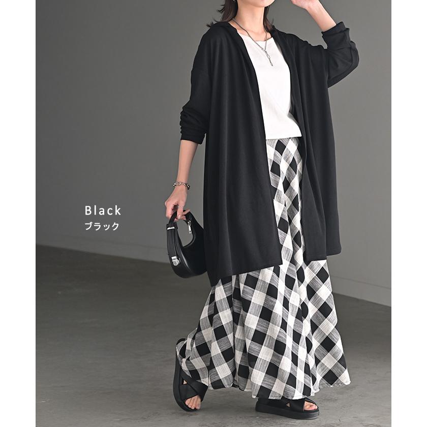 カーディガン ロング 変形 レディース アウター 長袖 フード ドルマン 無地 お尻が隠れる ニット 羽織 | HUG.U | 16