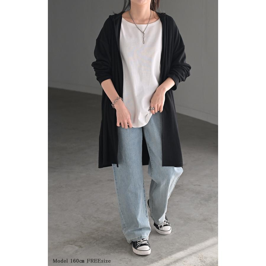 カーディガン ロング 変形 レディース アウター 長袖 フード ドルマン 無地 お尻が隠れる ニット 羽織 | HUG.U | 22