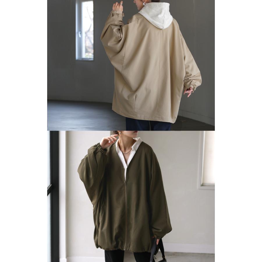 ジャケット ドルマン レディース アウター トップス オーバー お尻が隠れる ジャンパー コート 無地 長袖 Vネック ライトアウター dolmanouter | HUG.U | 18