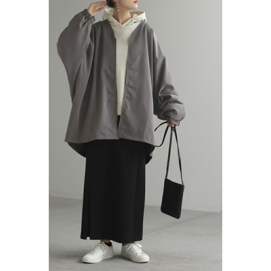 ジャケット ドルマン レディース アウター トップス オーバー お尻が隠れる ジャンパー コート 無地 長袖 Vネック ライトアウター dolmanouter | HUG.U | 19