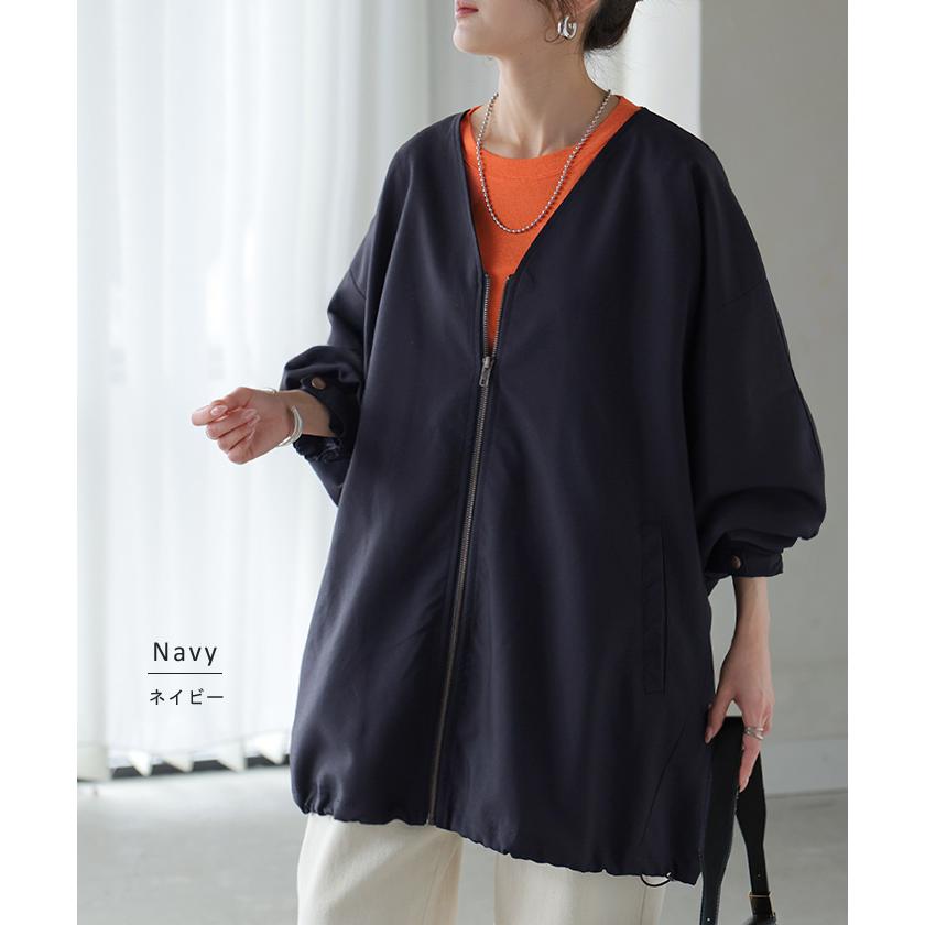 ジャケット ドルマン レディース アウター トップス オーバー お尻が隠れる ジャンパー コート 無地 長袖 Vネック ライトアウター dolmanouter | HUG.U | 23