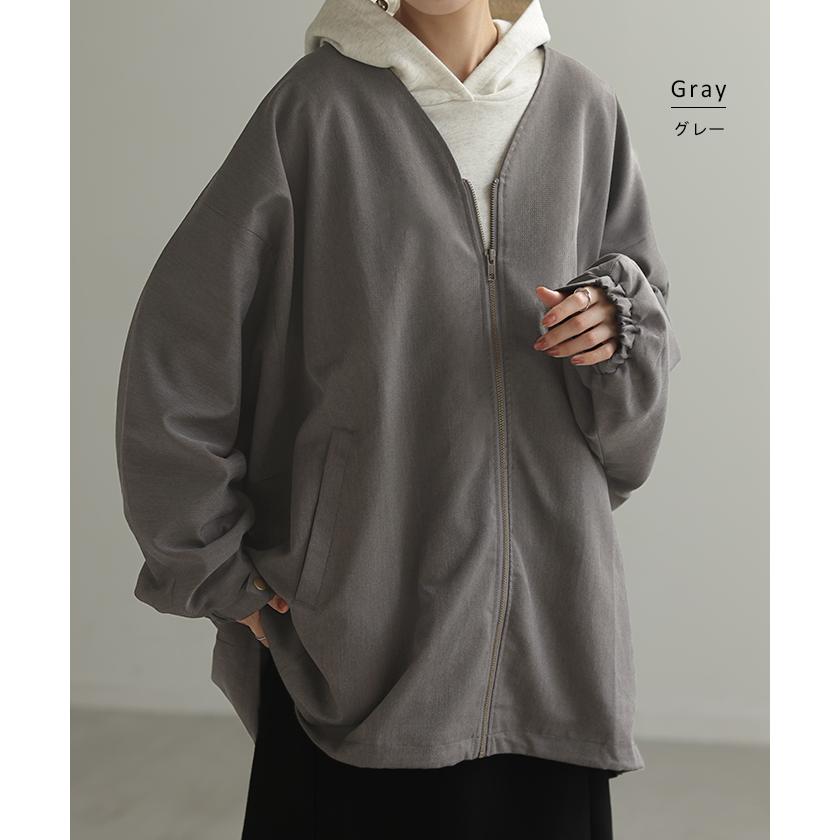 ジャケット ドルマン レディース アウター トップス オーバー お尻が隠れる ジャンパー コート 無地 長袖 Vネック ライトアウター dolmanouter | HUG.U | 24