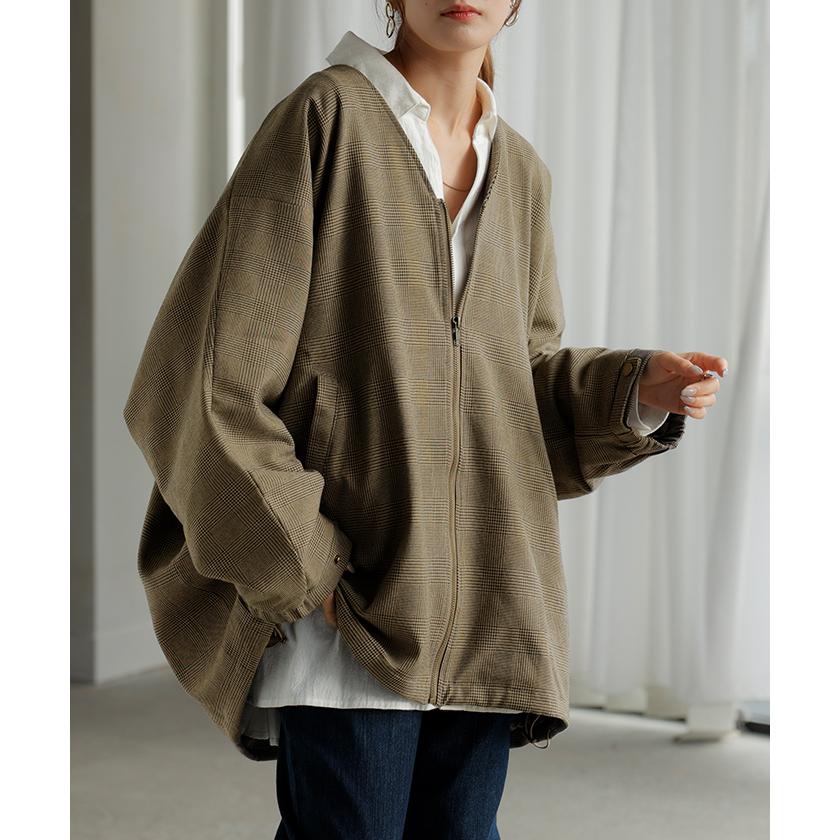 ジャケット ドルマン レディース アウター トップス オーバー お尻が隠れる ジャンパー コート 無地 長袖 Vネック ライトアウター dolmanouter | HUG.U | 11