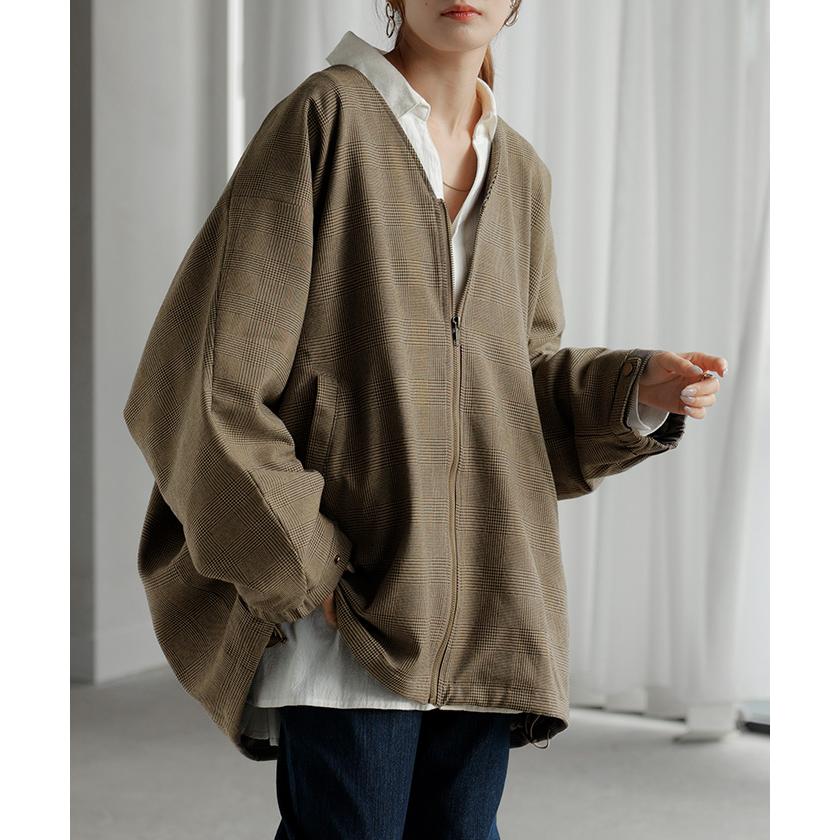 ジャケット ドルマン レディース アウター トップス オーバー お尻が隠れる ジャンパー コート 無地 長袖 Vネック ライトアウター dolmanouter | HUG.U | 12