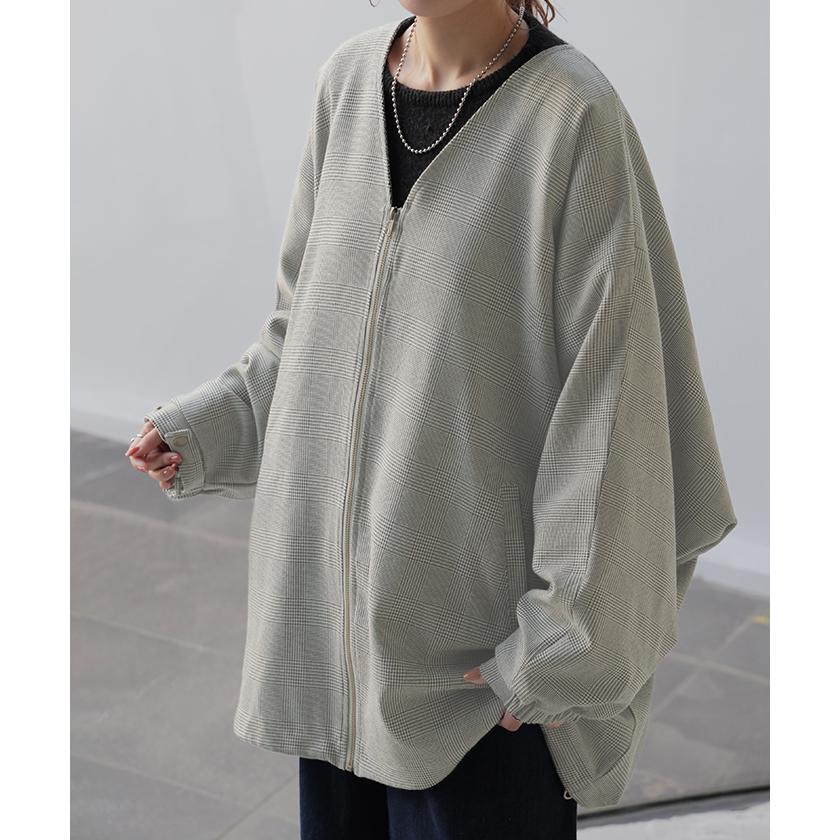 ジャケット ドルマン レディース アウター トップス オーバー お尻が隠れる ジャンパー コート 無地 長袖 Vネック ライトアウター dolmanouter | HUG.U | 14