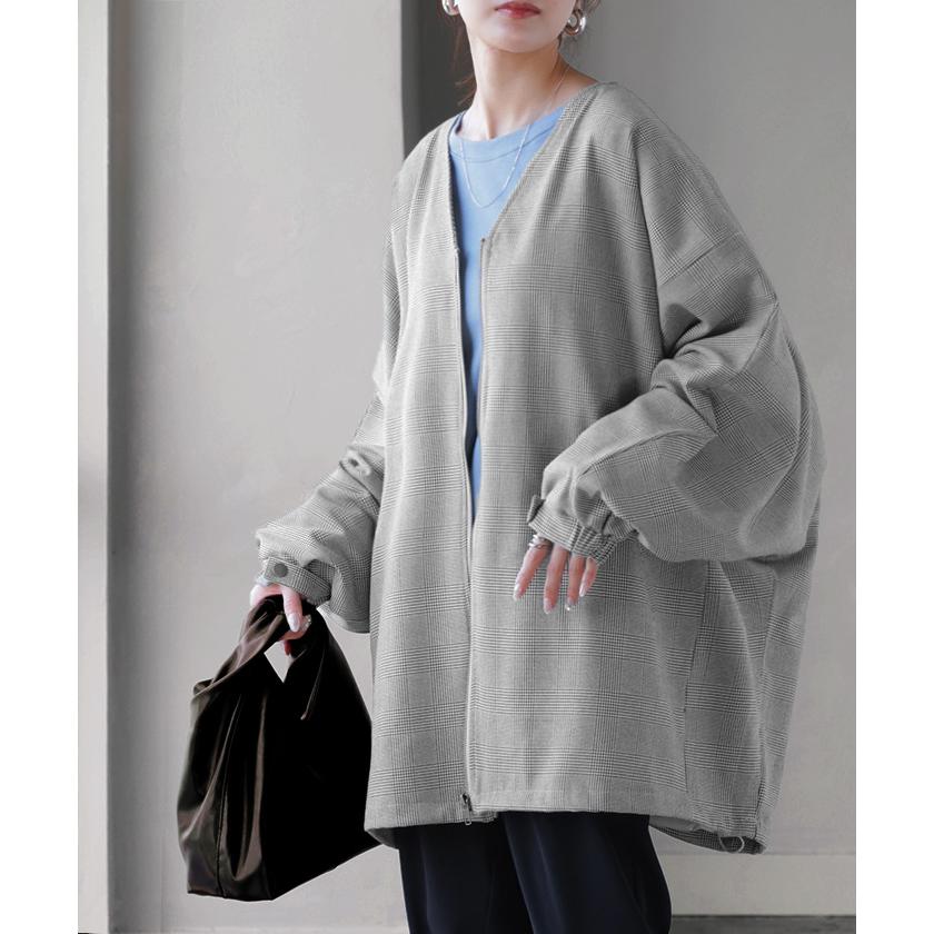 ジャケット ドルマン レディース アウター トップス オーバー お尻が隠れる ジャンパー コート 無地 長袖 Vネック ライトアウター dolmanouter | HUG.U | 15