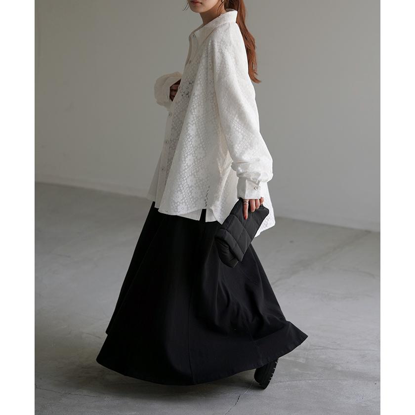 シャツ レディース レース シアー チュニック トップス 柄 花柄 ブラウス シアーシャツ オーバーサイズ 長い | HUG.U | 14