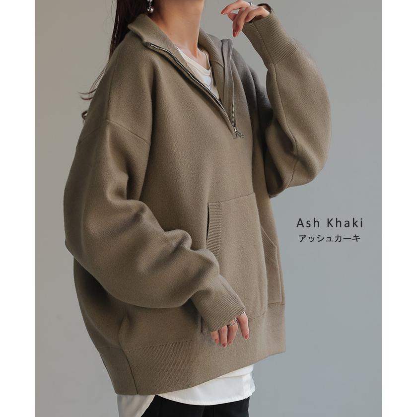 HUG.U ニット ジャスト丈 ハーフジップ レディース トップス HUG.U ニット ジャスト丈 ハーフジップ レディース トップス