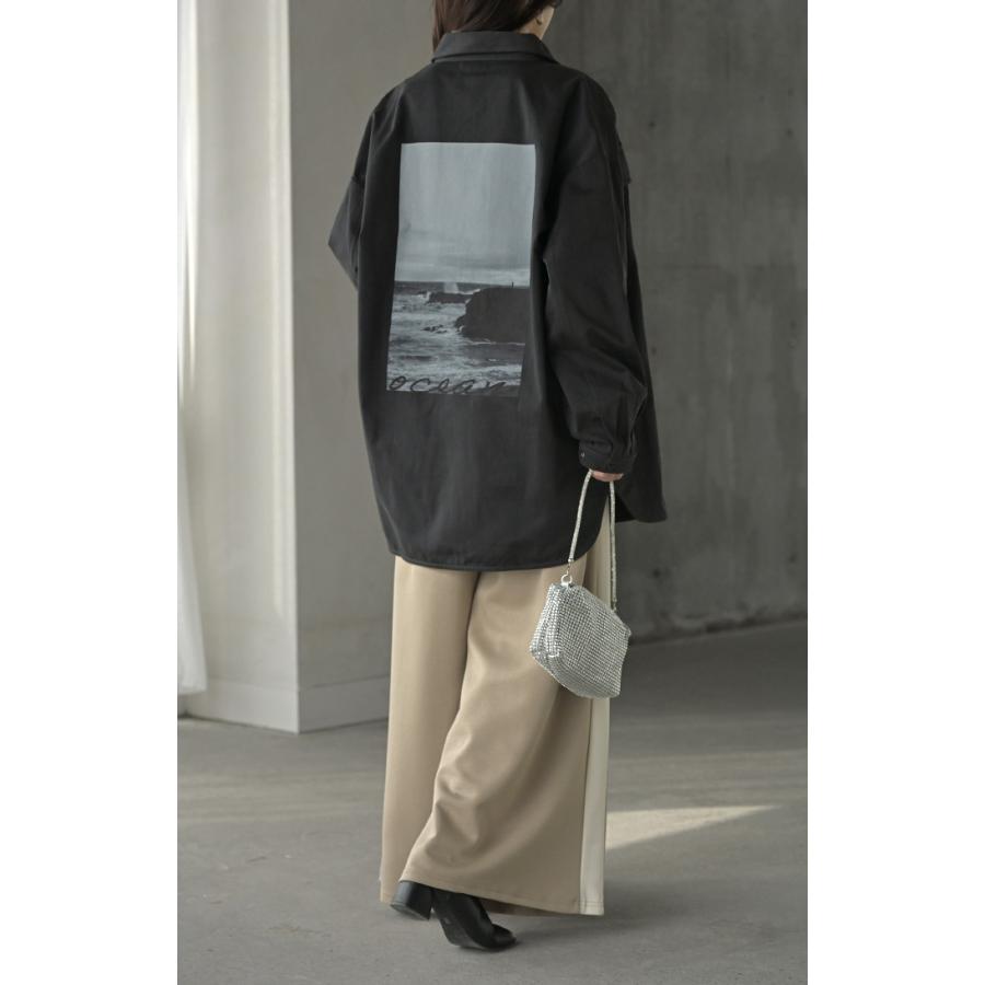 ジャケット バック プリント レディース アウター 綿100％ ロング 襟 無地 長袖 羽織 ライトアウター ミリタリージャケット | HUG.U | 16