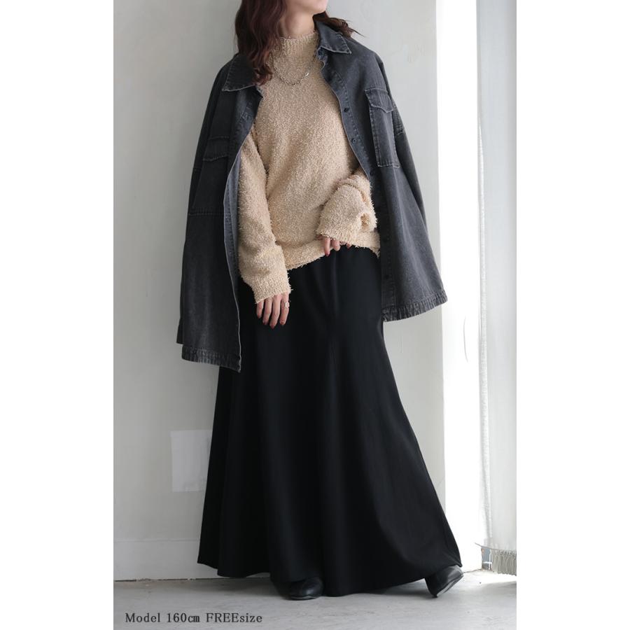 ニット セーター ロング レディース トップス 長袖 無地 ハイネック 長い ドルマンスリーブ プルオーバー | HUG.U | 24