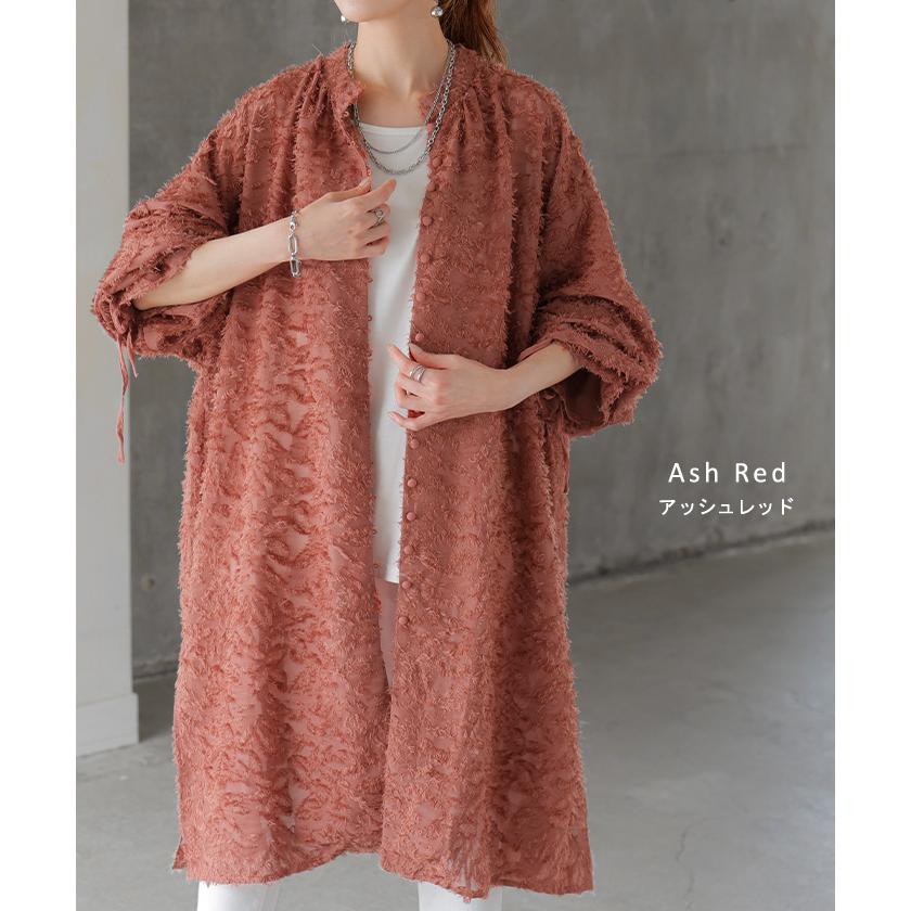 シャツ チュニック ワンピース ジャガード ブラウス ロング シャツワンピース シャツワンピ レディース ロングワンピース ロングワンピ マキシ | HUG.U | 15