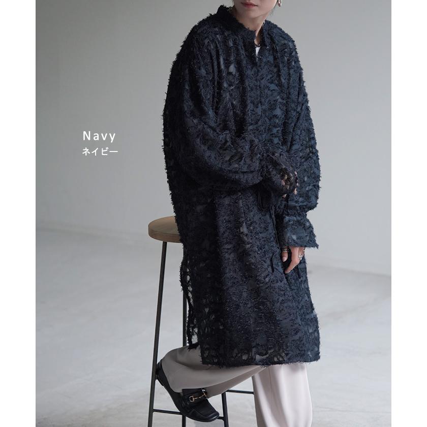 シャツ チュニック ワンピース ジャガード ブラウス ロング シャツワンピース シャツワンピ レディース ロングワンピース ロングワンピ マキシ | HUG.U | 17