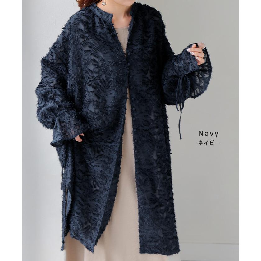 シャツ チュニック ワンピース ジャガード ブラウス ロング シャツワンピース シャツワンピ レディース ロングワンピース ロングワンピ マキシ | HUG.U | 17