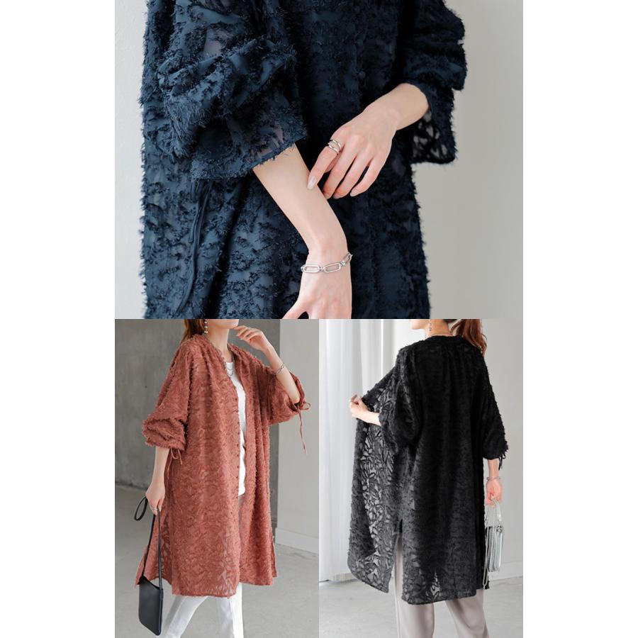 シャツ チュニック ワンピース ジャガード ブラウス ロング シャツワンピース シャツワンピ レディース ロングワンピース ロングワンピ マキシ | HUG.U | 12