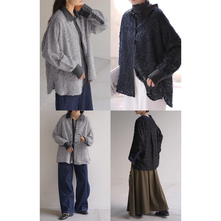 HUG.U（ハグユー） シャツ ジャガード シアー ロング ロングシャツ