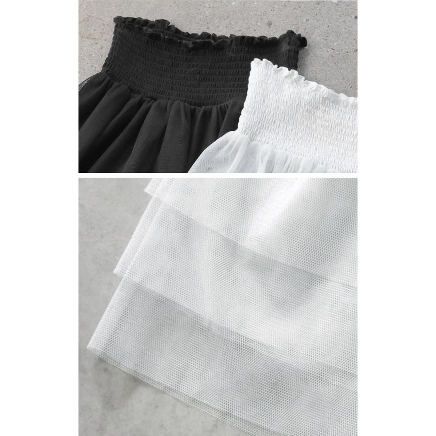 付け裾 チュール レイヤード レディース 重ね着風 つけ裾 付け裾 重ね着 透け スカート ボックス シフォン インナー フェイクレイヤード 腹巻 ゴム 体型カバー | HUG.U | 21