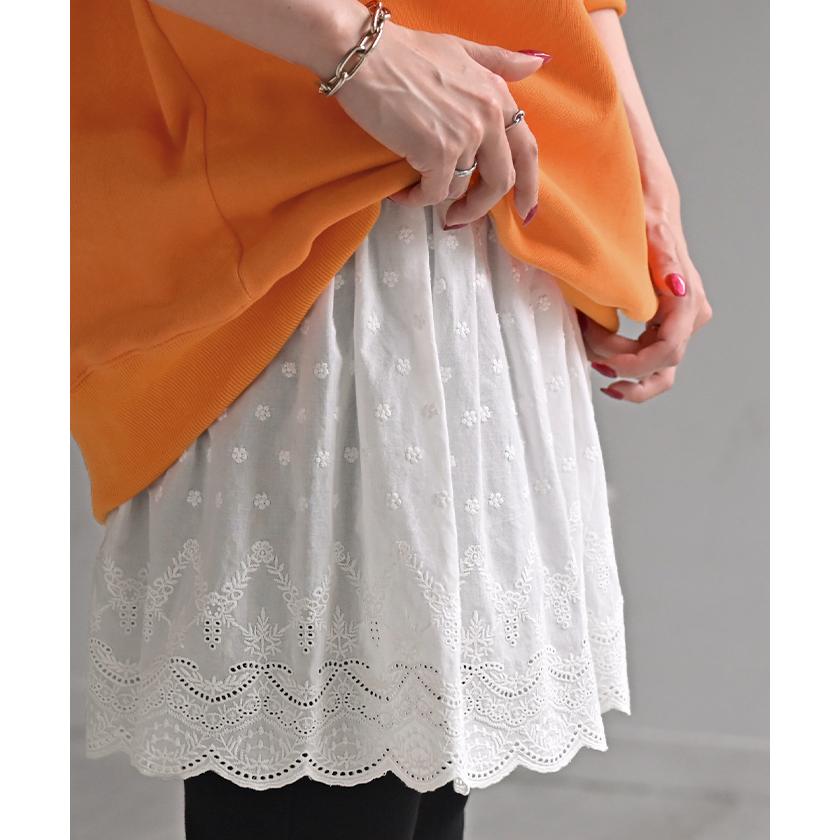 付け裾 レイヤード レディース 重ね着風 刺繍 花柄 レース つけ裾 着け裾 重ね着 レイヤードシャツ ブラウス | HUG.U | 20