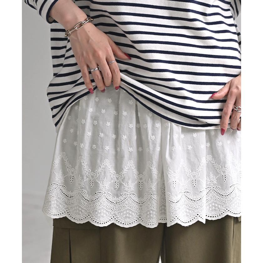 付け裾 レイヤード レディース 重ね着風 刺繍 花柄 レース つけ裾 着け裾 重ね着 レイヤードシャツ ブラウス | HUG.U | 10