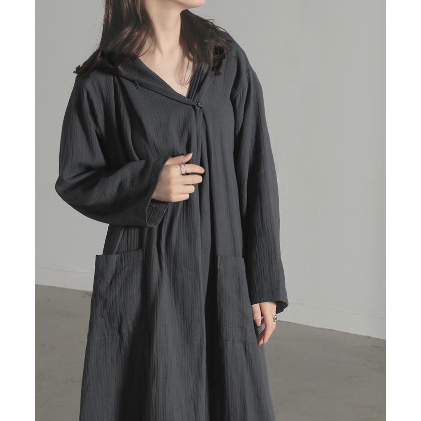 ルームウエア ダブルガーゼ ガウン パジャマ 部屋着 ワンピース ロング レディース ロングワンピース ロングワンピ 綿100％ 長袖 ルームウェア | HUG.U | 20