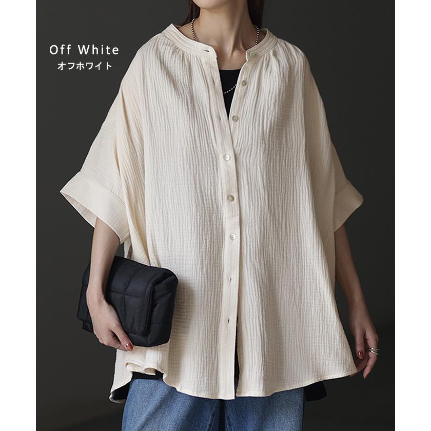 Tシャツ ダブルガーゼ 体型カバー レディース 綿100％ トップス ナチュラル ロング チュニック ブラウス ティーシャツ オーバーサイズ HUG.U | HUG.U | 15