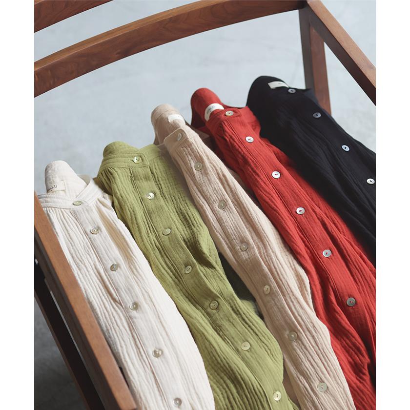 Tシャツ ダブルガーゼ 体型カバー レディース 綿100％ トップス ナチュラル ロング チュニック ブラウス ティーシャツ オーバーサイズ HUG.U | HUG.U | 24