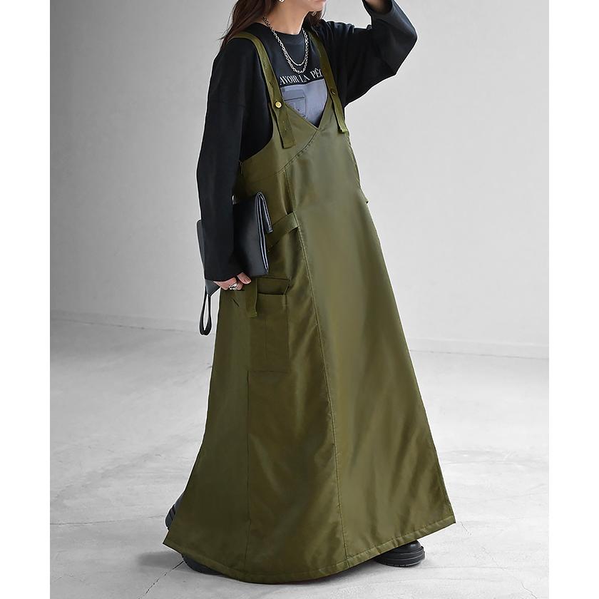 ワンピース MA-1 ジャンパースカート レディース ワンピ ロング ロングワンピース Aライン マキシ マキシワンピース | HUG.U | 06