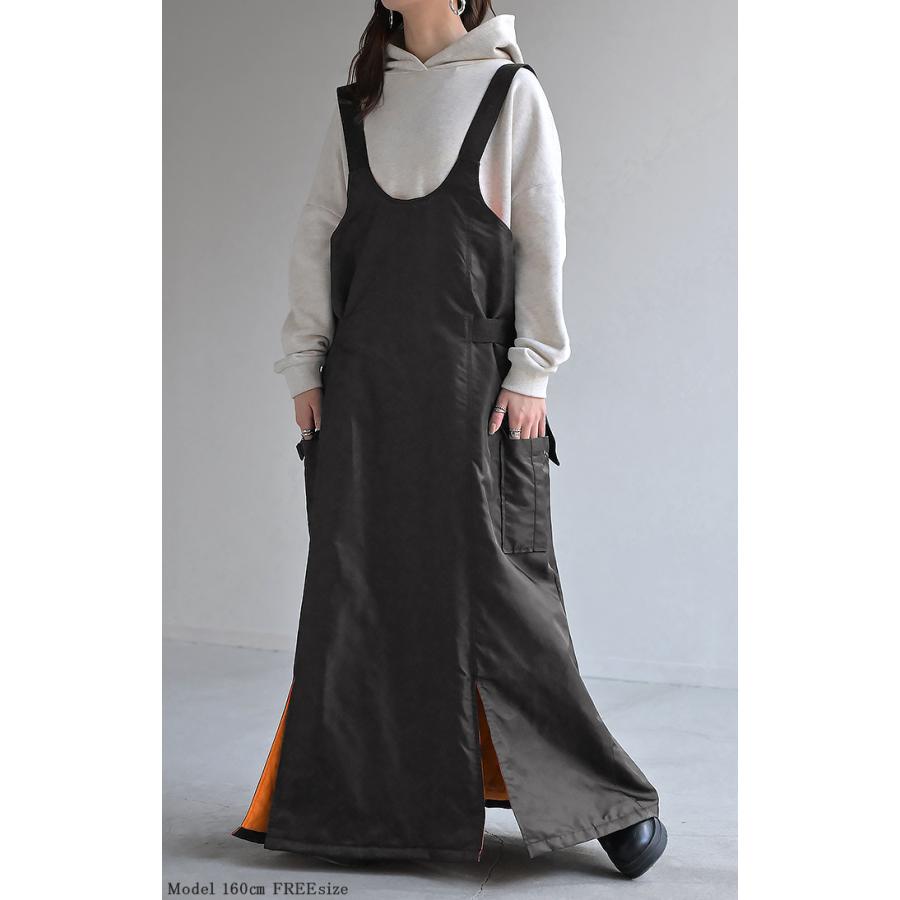 ワンピース MA-1 ジャンパースカート レディース ワンピ ロング ロングワンピース Aライン マキシ マキシワンピース | HUG.U | 07