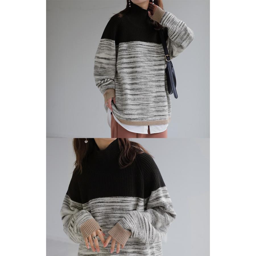 ニット チュニック モヘアニット レディース セーター トップス ドルマン ざっくり ローケージ ローケージニット モヘア タートルネック ハイネック 長袖 | HUG.U | 11