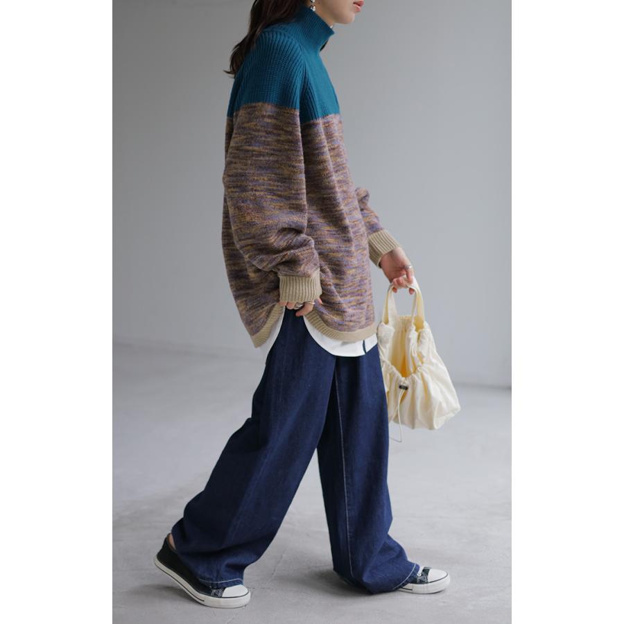 ニット チュニック モヘアニット レディース セーター トップス ドルマン ざっくり ローケージ ローケージニット モヘア タートルネック ハイネック 長袖 | HUG.U | 14