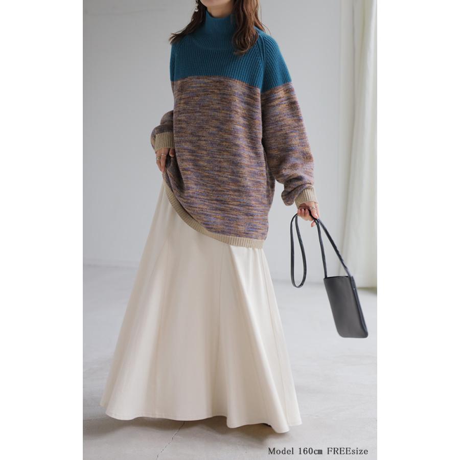 ニット チュニック モヘアニット レディース セーター トップス ドルマン ざっくり ローケージ ローケージニット モヘア タートルネック ハイネック 長袖 | HUG.U | 20