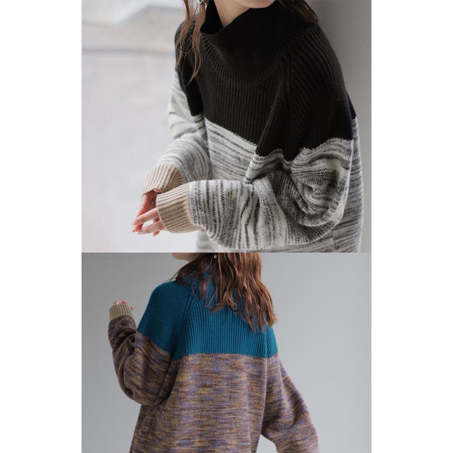 ニット チュニック モヘアニット レディース セーター トップス ドルマン ざっくり ローケージ ローケージニット モヘア タートルネック ハイネック 長袖 | HUG.U | 04