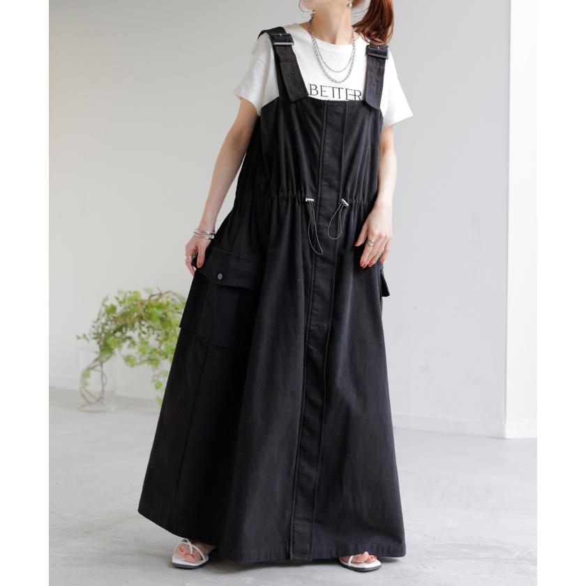 HUG.U ワンピース 2way 綿100％ サロペット レディース スカート