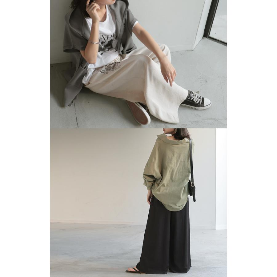 パンツ ワイド 刺繍 レディース ボトムス リネン 混 ワイドパンツ ロング ロングパンツ ロゴ 花柄 ボトム | HUG.U | 09