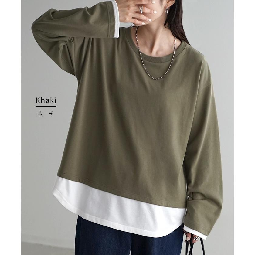 HUG.U トップス ロンT レイヤード 風 レディース カットソー HUG.U トップス ロンT レイヤード 風 レディース カットソー