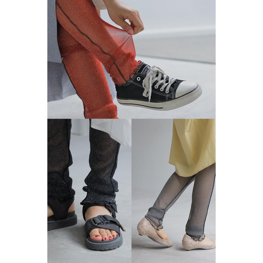 レギンス ラメ シアー スパッツ くしゅくしゅ ルーズ 下着 レギパン タイツ ロング インナー パンツ 大きいサイズ カットソーパンツ ボトムス レディース | HUG.U | 21