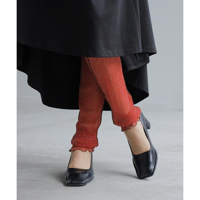 レギンス ラメ シアー スパッツ くしゅくしゅ ルーズ 下着 レギパン タイツ ロング インナー パンツ 大きいサイズ カットソーパンツ ボトムス レディース | HUG.U | 07