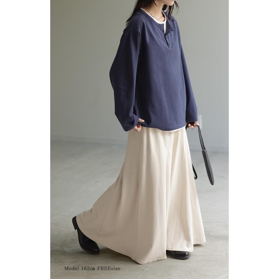カットソー トップス ロンT Tシャツ 重ね着 風 レディース 長袖 レイヤード 風 チュニック 長い 付け裾 付け襟 | HUG.U | 12