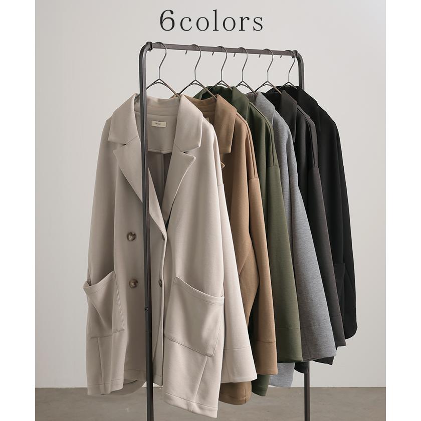 ジャケット ポンチ テーラード レディース アウター ロング テーラードジャケット お尻が隠れる ドロップショルダー | HUG.U | 15