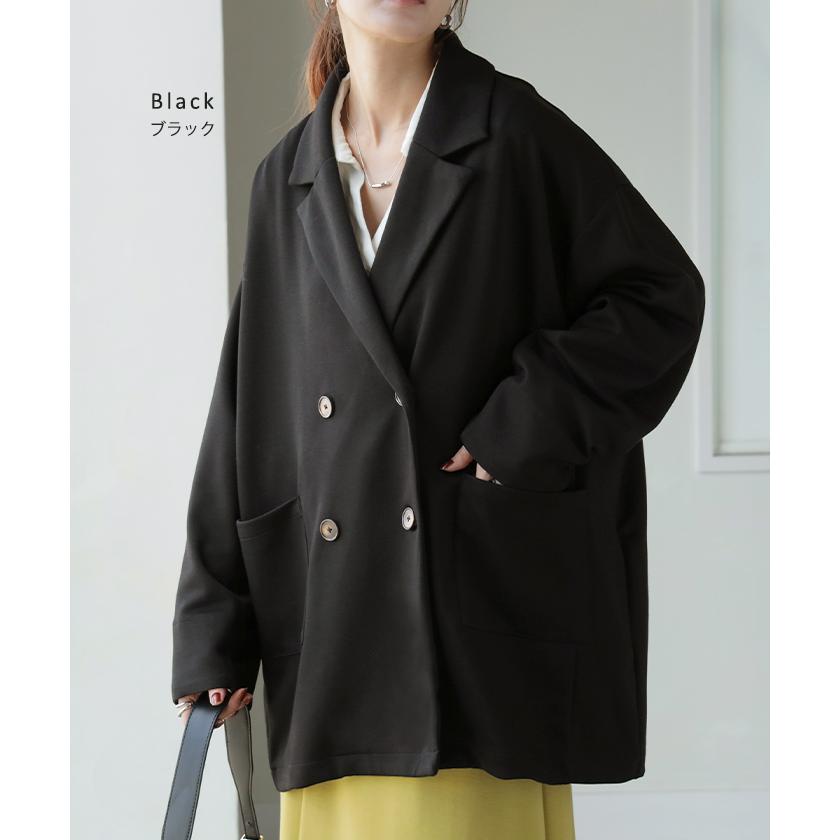 ジャケット ポンチ テーラード レディース アウター ロング テーラードジャケット お尻が隠れる ドロップショルダー | HUG.U | 16