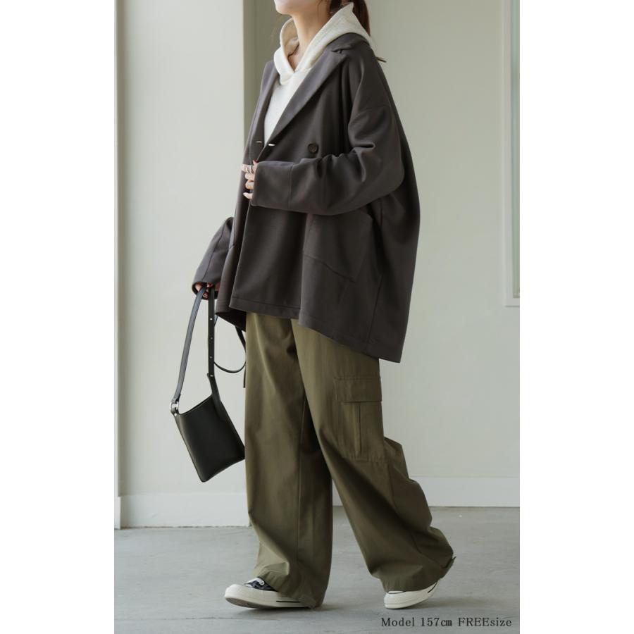 ジャケット ポンチ テーラード レディース アウター ロング テーラードジャケット お尻が隠れる ドロップショルダー | HUG.U | 08