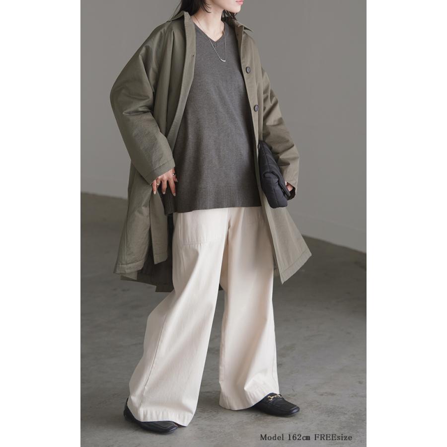 ニット 選べるネック ロング レディース トップス Vネック クルーネック Uネック 指穴 チクチクしない チュニック 薄い 長い ロンT カットソー リブ | HUG.U | 12