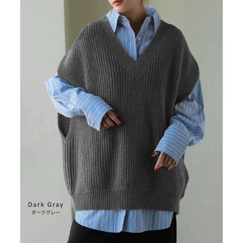 HUG.U ベスト ニット 体型カバー レディース トップス HUG.U ベスト ニット 体型カバー レディース トップス