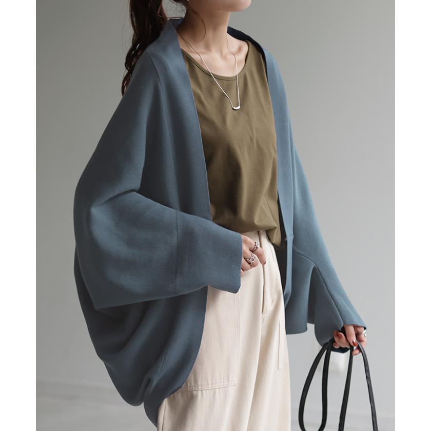 カーディガン ニット ボレロ レディース セーター 変形 カーデ トップス ニットカーディガン ドルマン ケープ アウター ライトアウター 長袖 羽織 ゆったり | HUG.U | 12